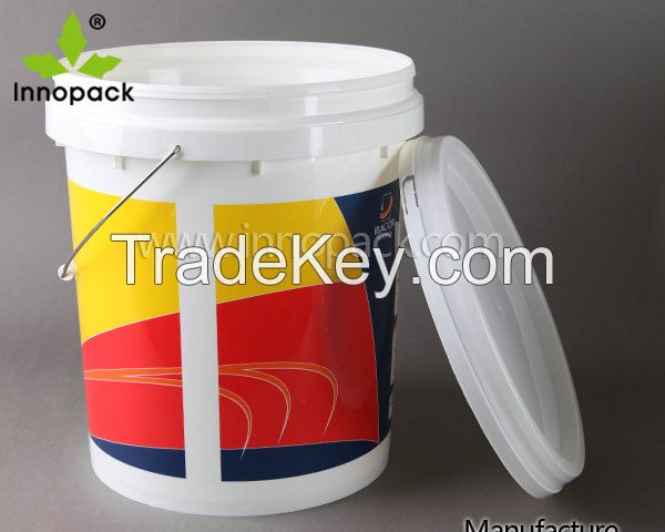 5 gallon plastic pail with lid and handle for food or chemical packing