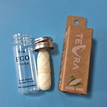 oral flosser biodegradable silk dental floss in glass bottle container