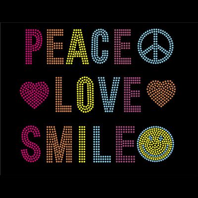 Peace Love Smile rhinestone transfer wholesale 