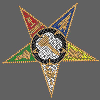 Eastern star hotfix rhinestone transfer for t-shirt 