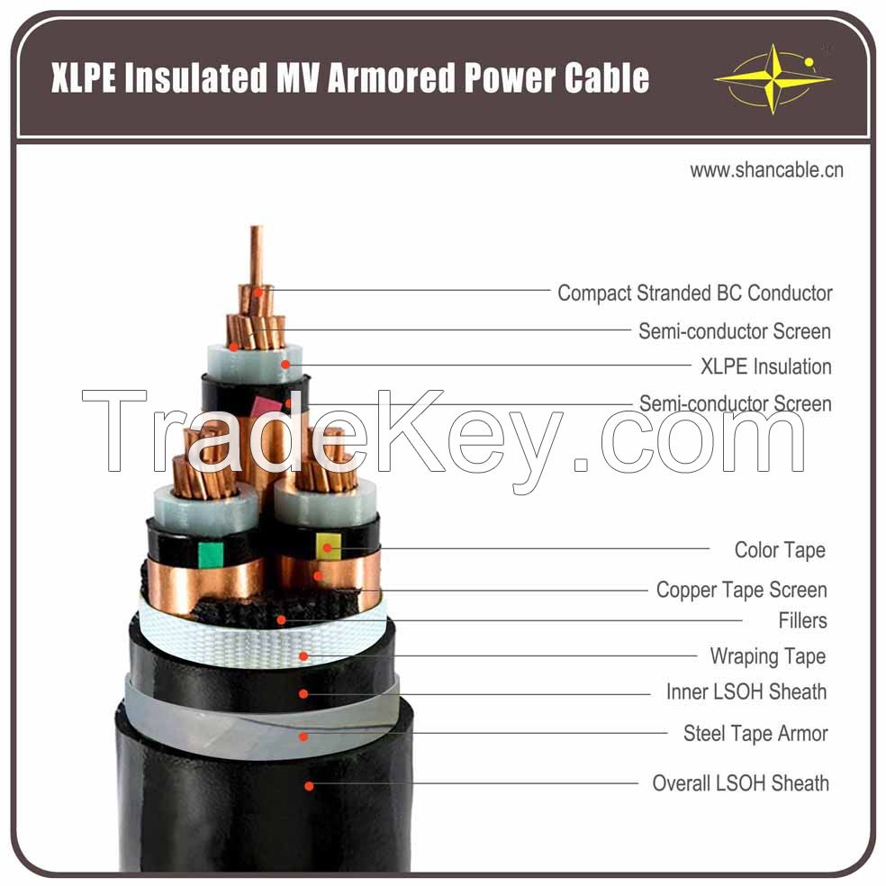 Copper Conductor XLPE Insulated Electric Power Cable - up to 35kV