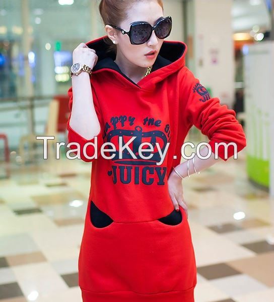 Women's Crown Words Printed Hoodie Winter Overcoat Outerwear