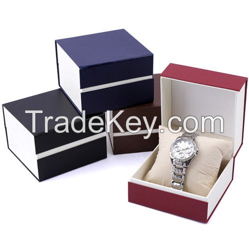 cheaper plastic frame and color paper outer watch packing box for wholesale and custom make