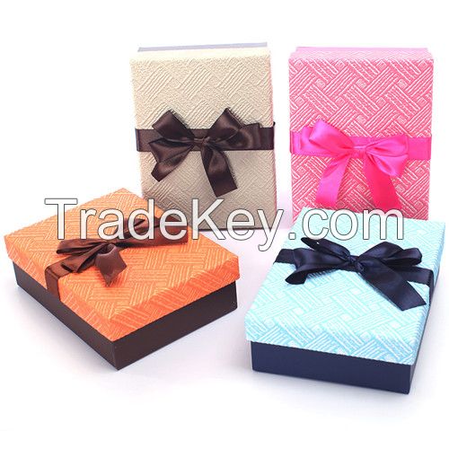 popular welcome two pcs gift paper box with bowknot on top for wholesale and custom make