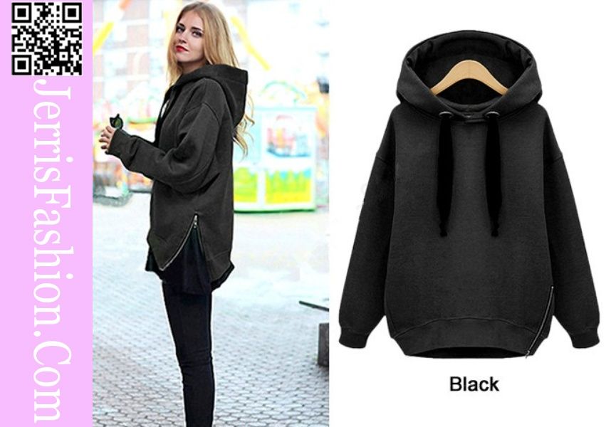 Cheap girls black wholesale plain hoodies