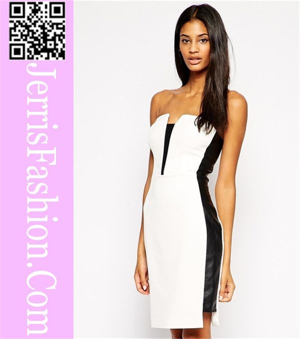 Off shoulder semi formal black and off white formal dress