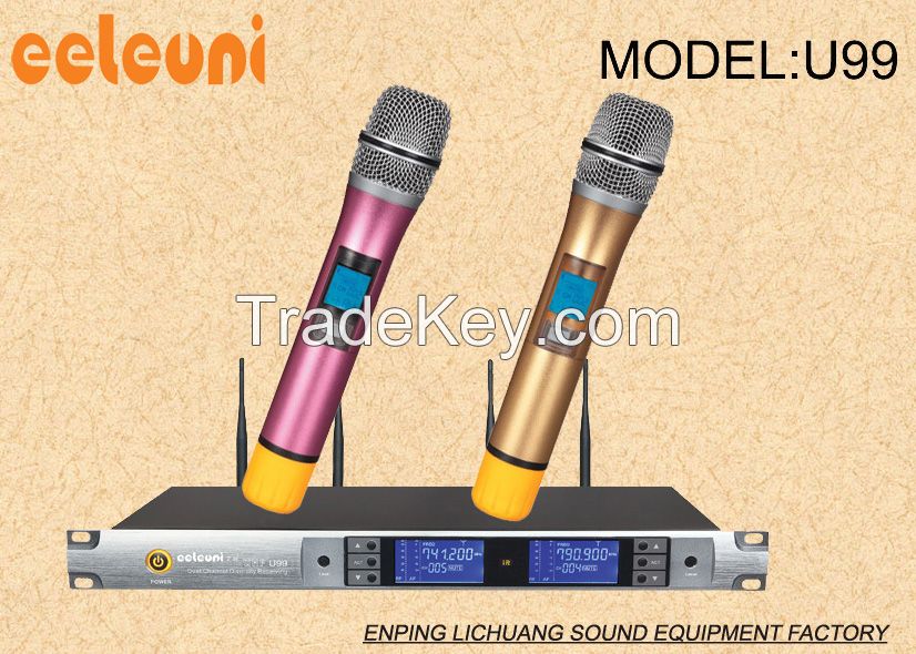 UHF Dual Channels True Diversity Wireless Microphone