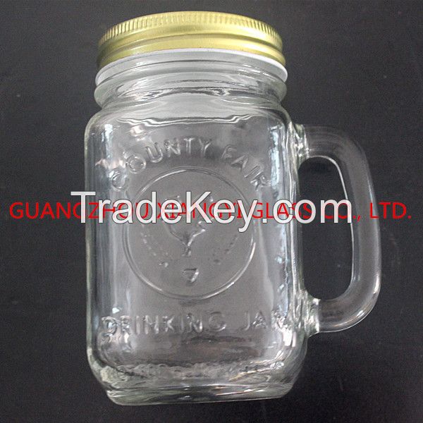 New 16oz drinking mason glass jar with handle