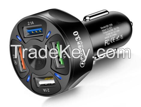 Universal 20W 35W Car Charger for Phone Quick Charge 3.0 Fast Charging Car 4 Port USB Charger Adapter for iPhone Samsung