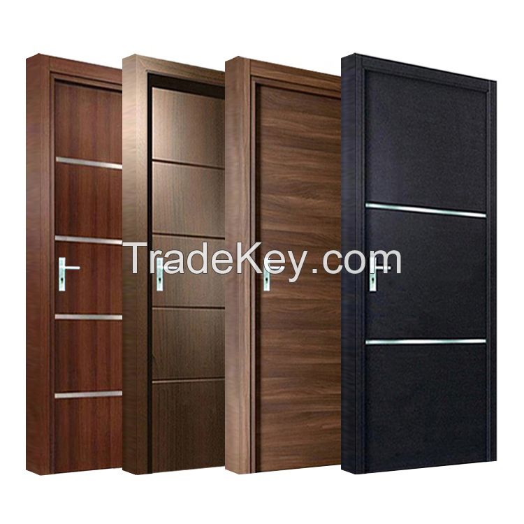 New interior room water proof door design modern waterproof wpc solid wooden doors with accessories for sale