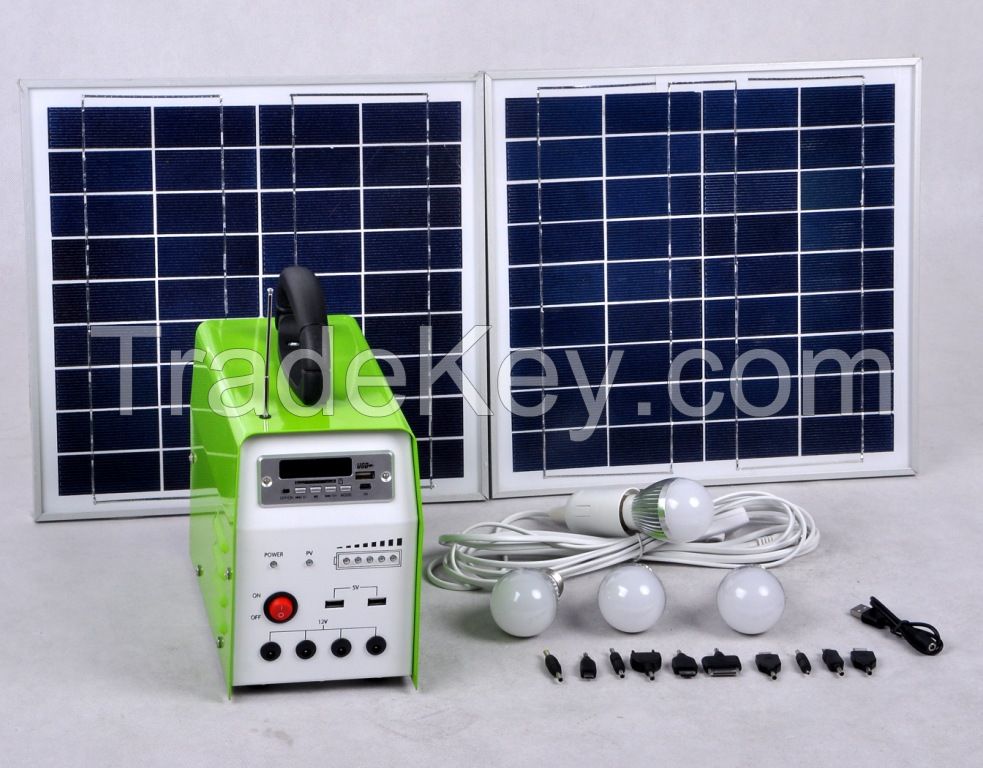 2015 Hot Sell 20W Mini Home Solar Lighting System with FM Radio&MP3
