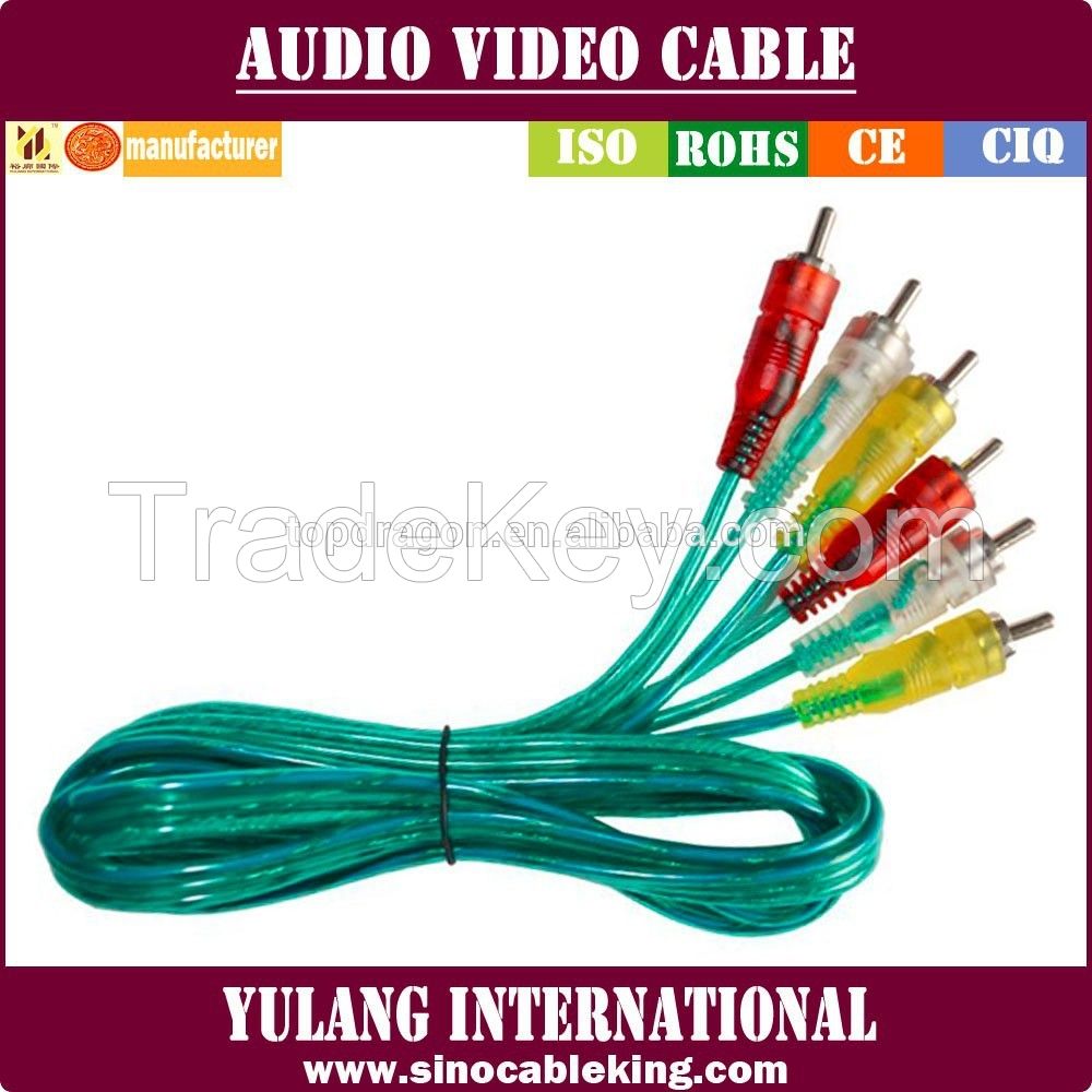 Transparent 3rca to 3rca mix color cable for Indonesia