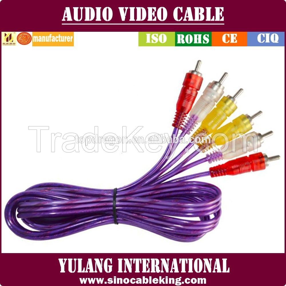 Transparent 3rca to 3rca mix color cable for Indonesia