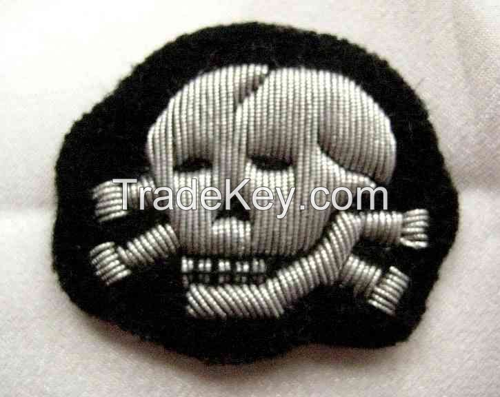 German SS Cap Insignia Hand Embroidery Badge