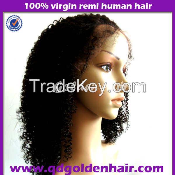 Top Grade 5A Natural Look Human Hair Curly Cheap Lace Fornt Wigs