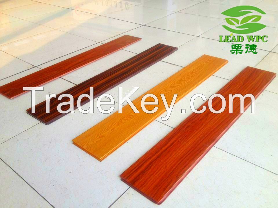 100% waterproof eco-friendly wpc flooring wood plastic composite flooring with UV roller coating for indoor decoration