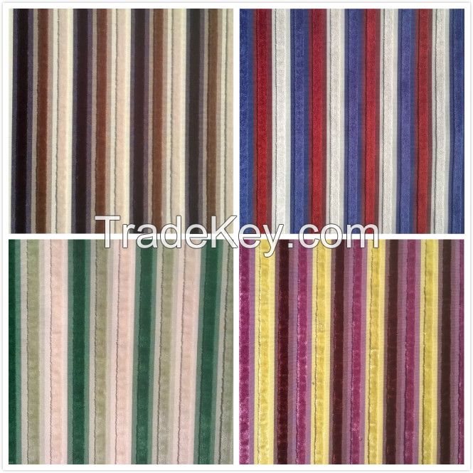 New Sofa Fabric, Stripe Velvet 4 colors in Stock