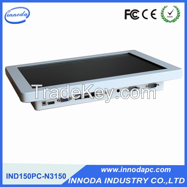 White Color All In One Computer With 15'' LED Panel OEM Fanless Touch Screen Industrial Pc