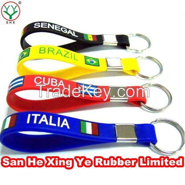 promotional eco-friendly silicone custom printed keychain