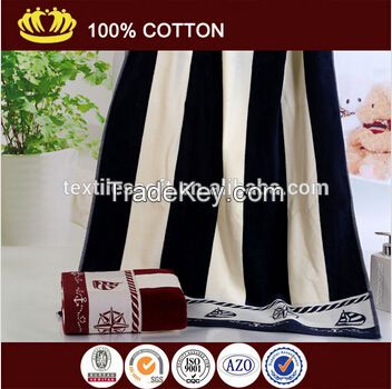 wholesale 100% cotton high quality color striped velour beach towel