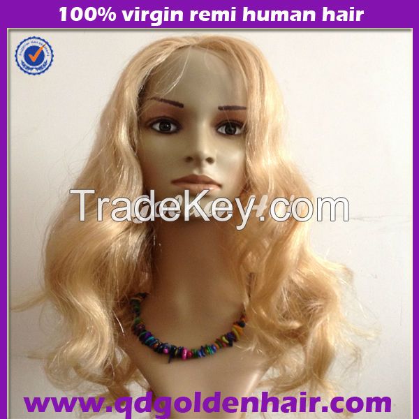 Golden Hair 5A High Quality  Long Blonde Human Hair Wig For Women