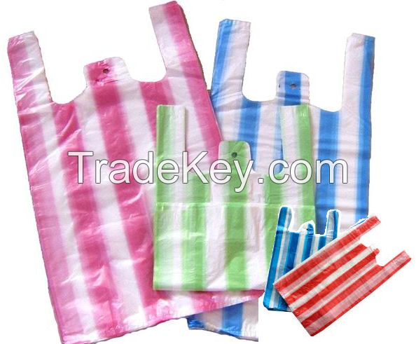 STRIPED VEST CARRIER BAGS