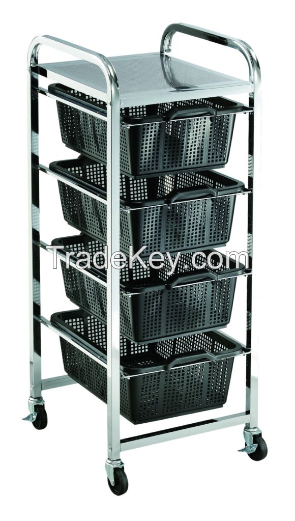 HS-5054 Heavy Duty Rolling 4 Drawers Tote Rack for Restaurant Usage Trolley Cart