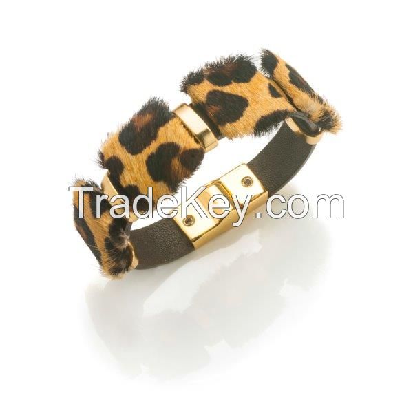 Brazilian Handmade leather bracelet  hair on Jaguar