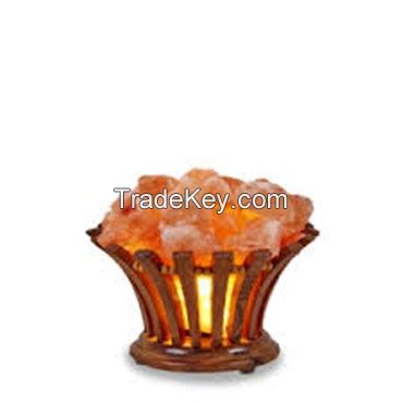 Himalayan Salt Rosewood Cradle Basket Salt Lamp