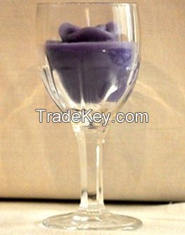 Purple Color Glass Decorative Candle Holder With Flower