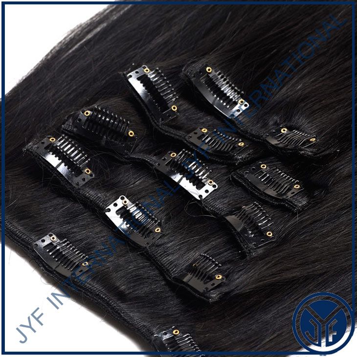 Clip In Hair Remy Hair 18" Straight Color 1# 85Gr Ful Head IN STOCK 