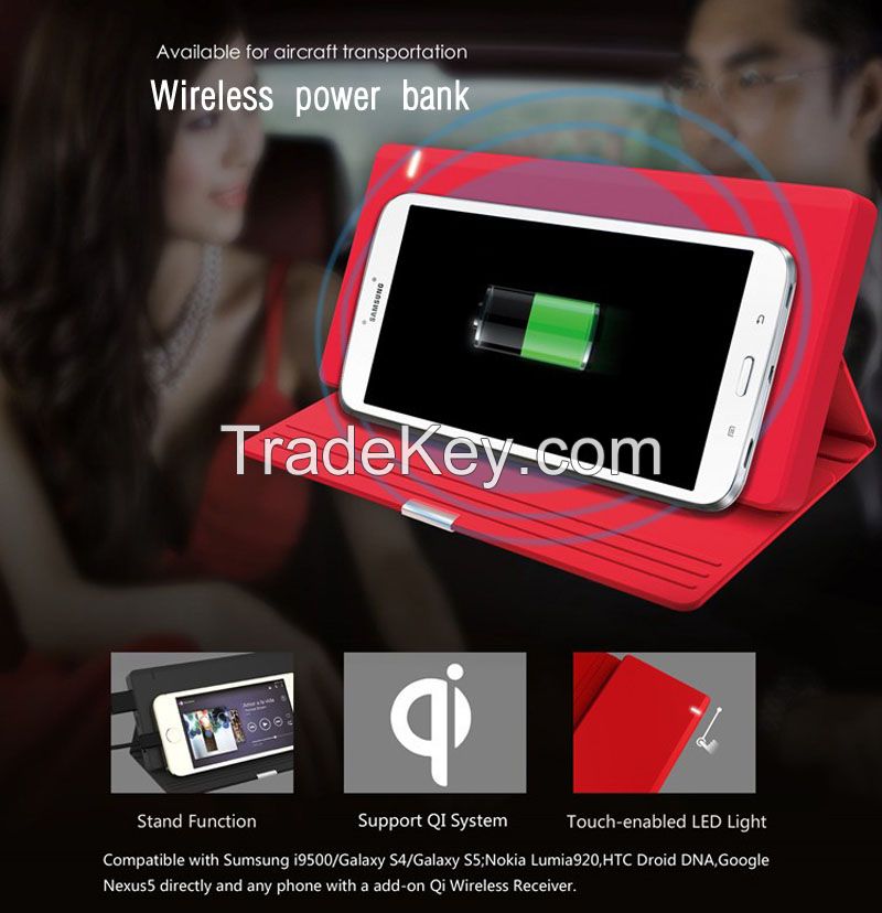 5500mAh Mobile Phone Qi Wireless Charger Portable Power Bank