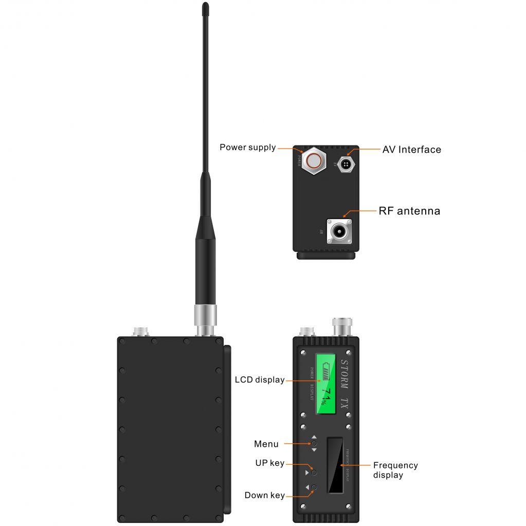 Wireless Digital COFDM AV Transmitter with Built-in Battery and LCD Screen SG-T5000S