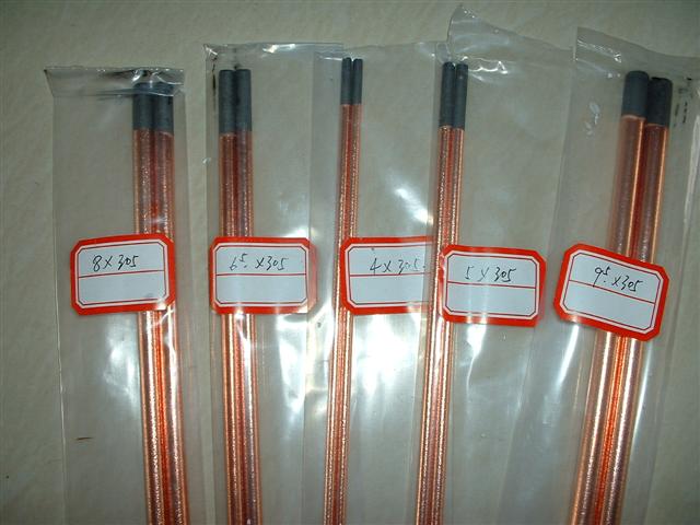 Copper coated carbon welding electrode