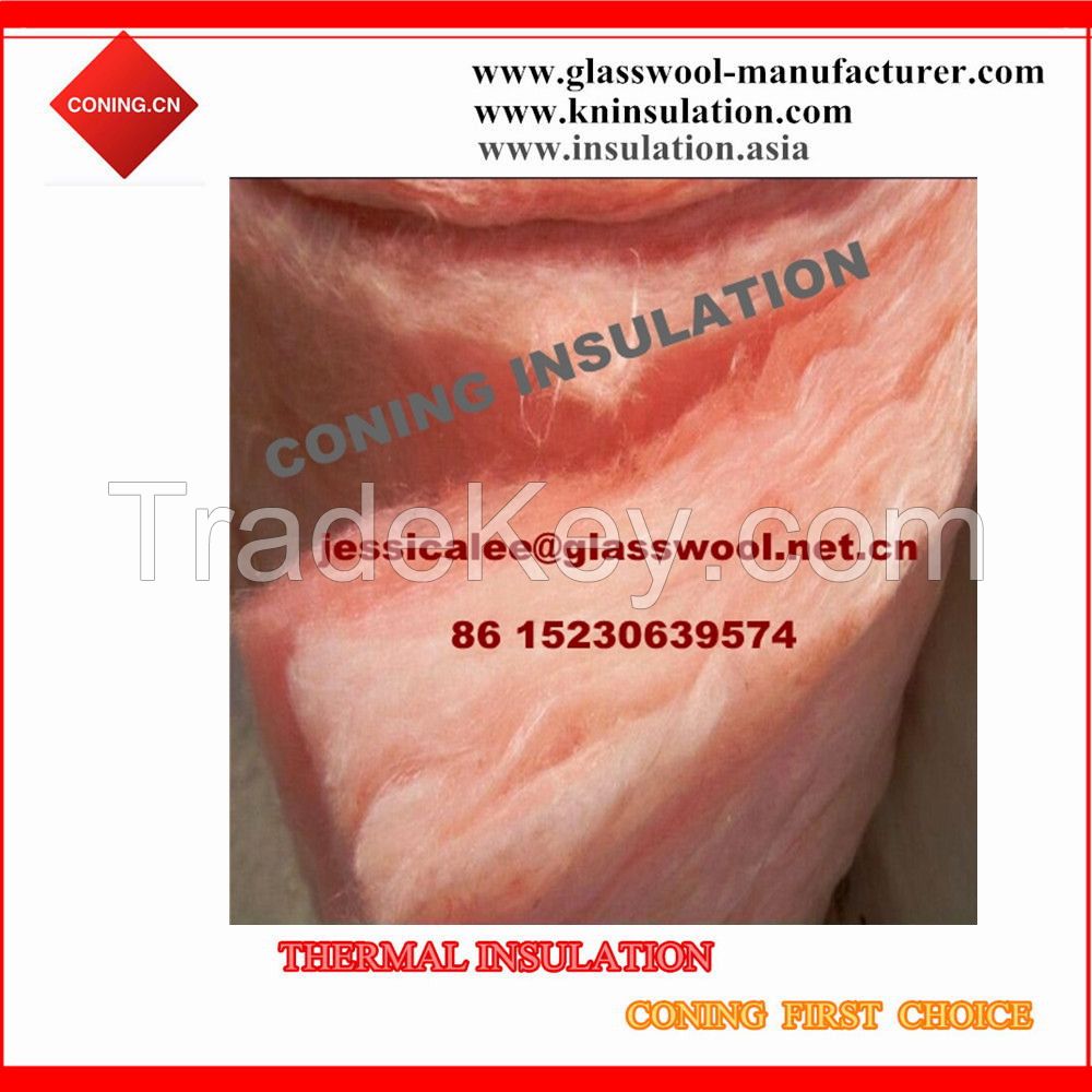 Pink color Glass wool, Glass Fiber Wool Insulation blanket building material