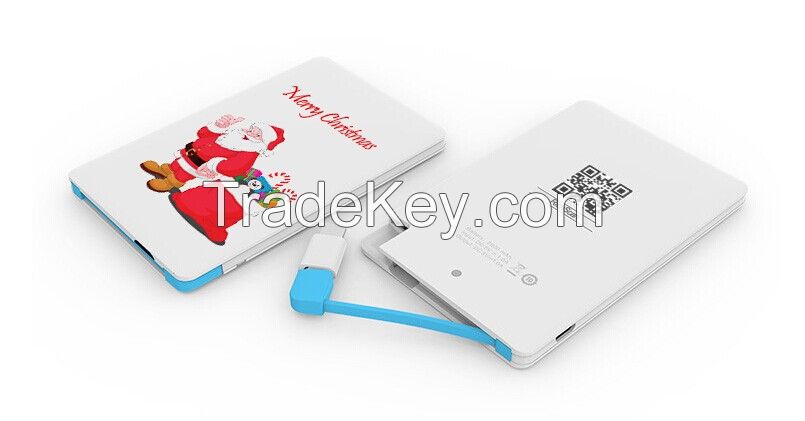 built-in micro cable credit card gift power bank