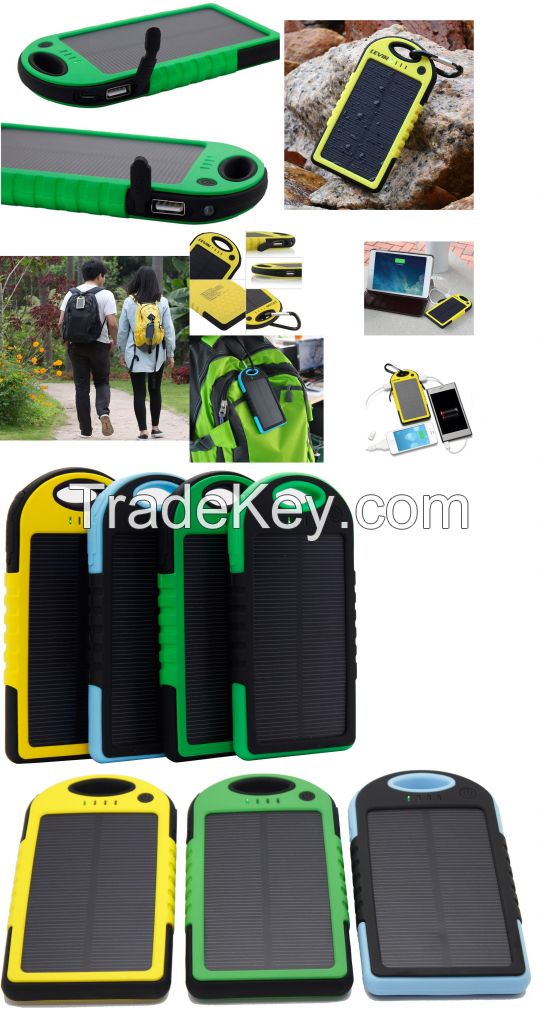 5000mah waterproof solar power bank