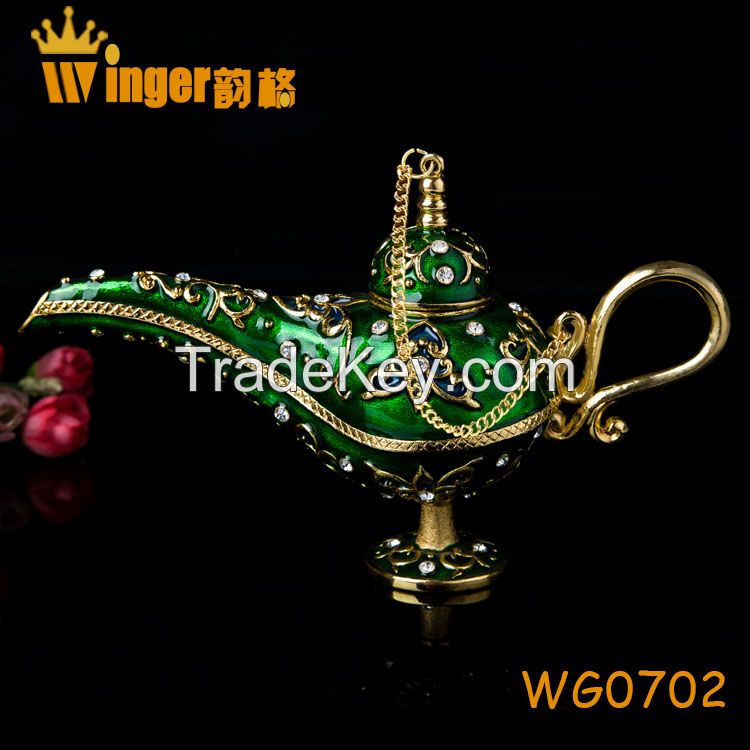 Free Shipping Wholesale Golden India Magic Lamp Vintage Retro Genie Lamp Souvenir Easter Home Decoration Aladin Lamp Collectible