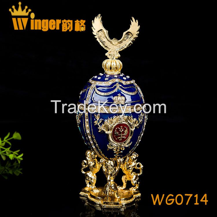 Eagle Decoration Faberge Russia Eggs Trinket Box Sculpture Casket Vintage Home Decoration Easter Egg Magnet Metal Crafts