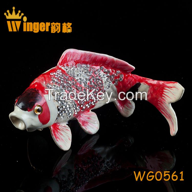 Happy Reunion Figurine Christmas Gift Crystal Craft Animal Metal Trinket Box Casket DIY Home Office Display Fish Tank Decoration