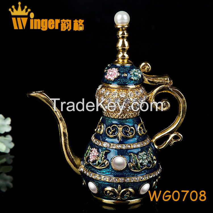 Free Shipping Wholesale Golden India Magic Lamp Vintage Retro Genie Lamp Souvenir Easter Home Decoration Aladin Lamp Collectible