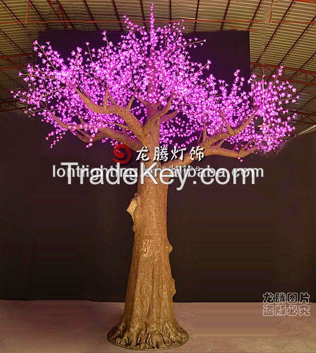 Outdoor Artificial LED Cherry Blossom Tree Light, Big purple blossom cherry tree