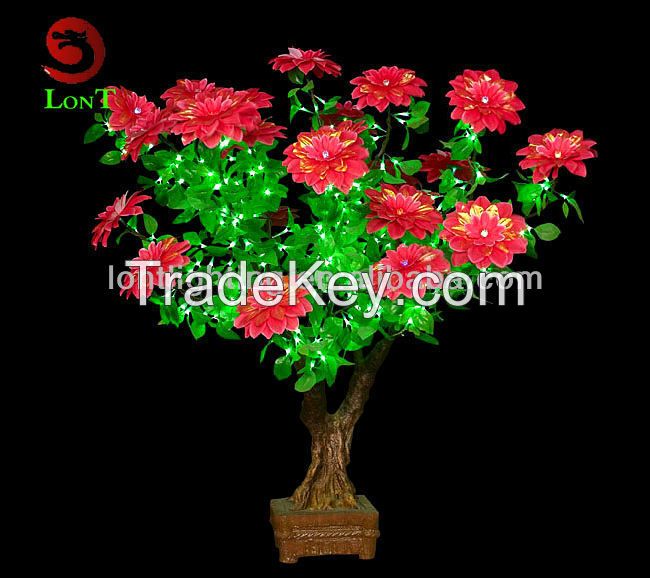 Led red flower pot tree