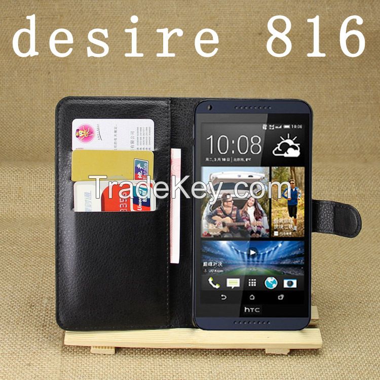 Flip leather case for HTC 816 wallet case with card slots waterproof