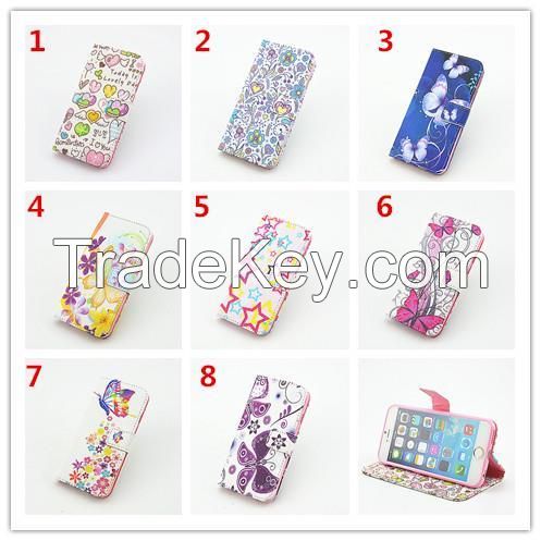 Painted Leather Wallet Case For Iphone 6 4.7 Inch