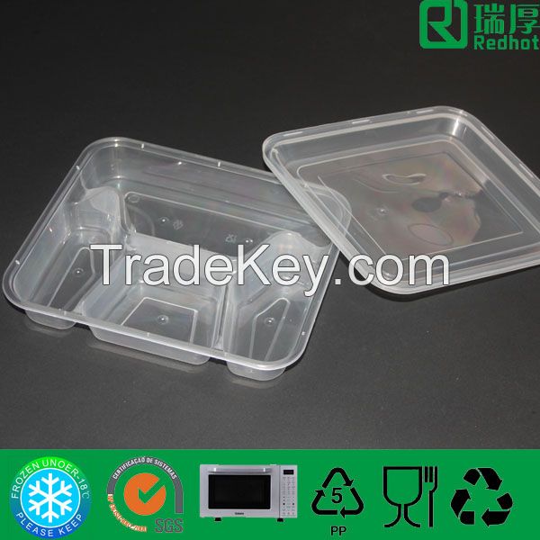 Clear Polypropylene Divided Rectangle Plastic Food Container