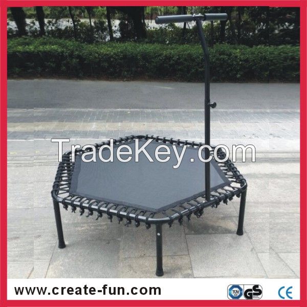 professional TUV-GS appraoved jumping fitness hexagonal trampoline with handle