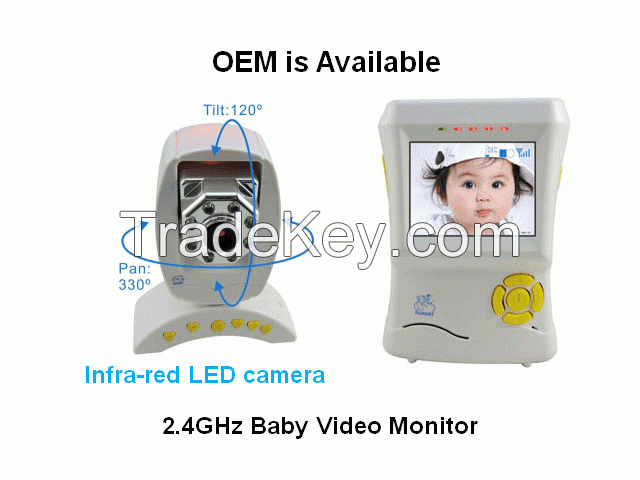 2.4G Wireless digital video baby monitor with temperature detector, _ night vision_300m two way talk