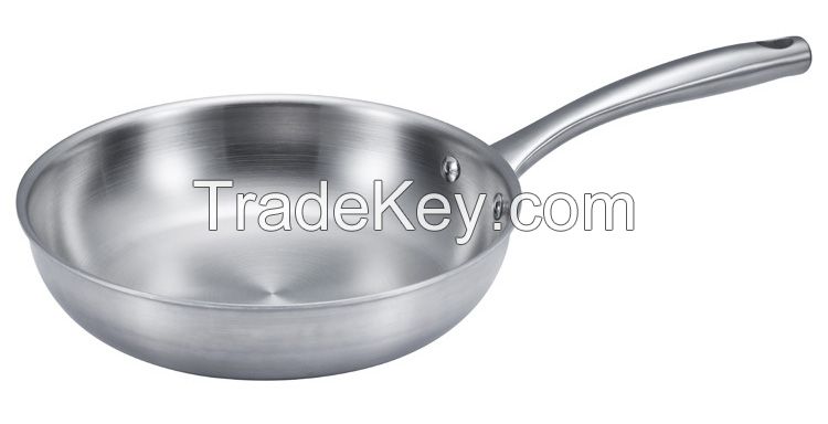 Hot Sale home kitchen ware all cladding stainless steel Frypan