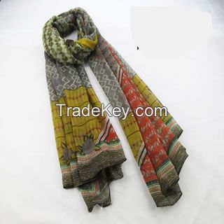 geo printed polyester scarf with super soft handle feel for women